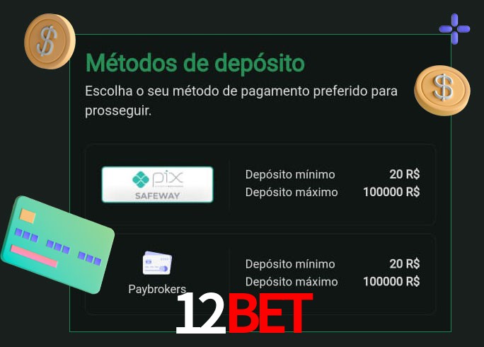 O cassino 12Bet oferece uma grande variedade de métodos de pagamento